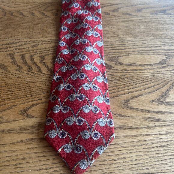 Robert Talbott Best Of Class 100% Silk Neck Tie Red Gold Swirl Design Elegant - Picture 2 of 8